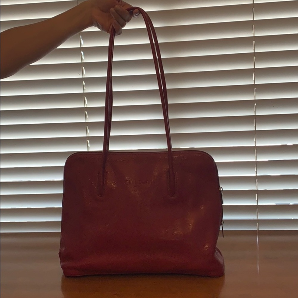 Cleo & Datek Red Genuine Leather Shoulder Purse